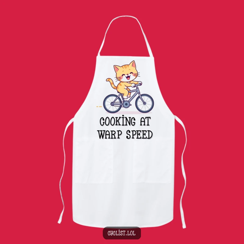 Funny Cat Bicycle Apron: Furious Feline for a Playful & Energetic Cooking Experience