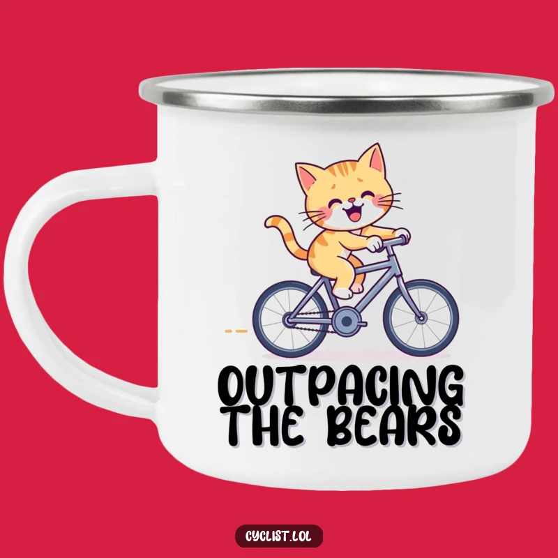 Funny Cat Bicycle Camping Mug: Durable Furious Feline for Outdoor Feline Fun