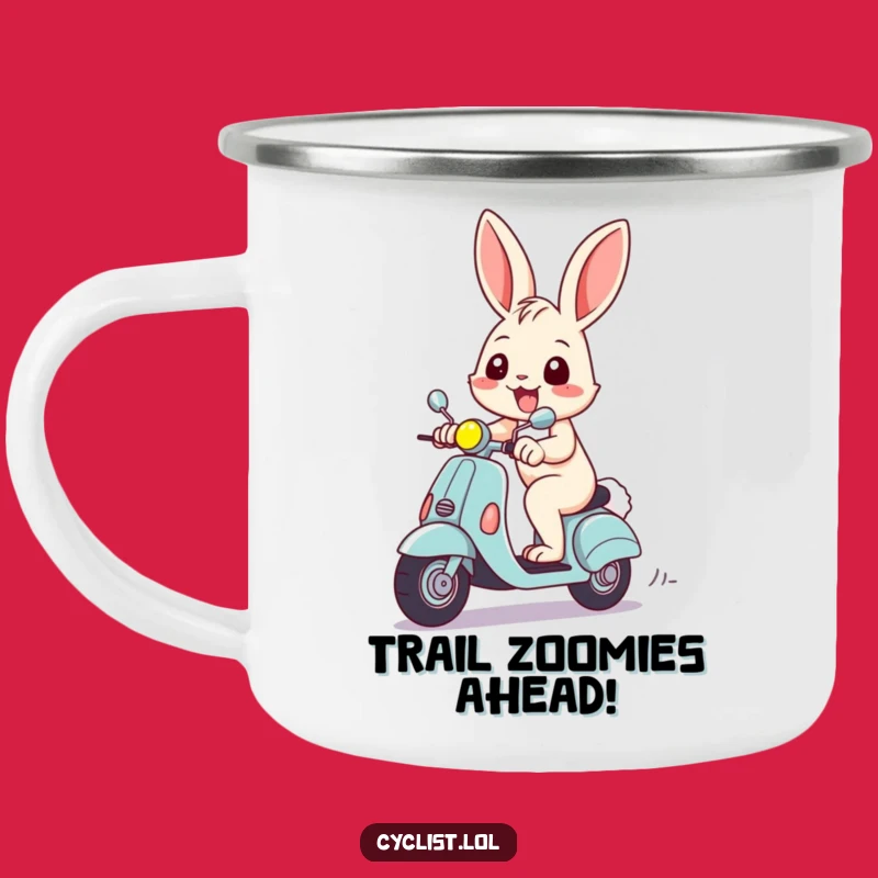 Funny Rabbit Scooter Camping Mug - Cheerful Trails, Grinning Adventure, Perfect Funny Gift!