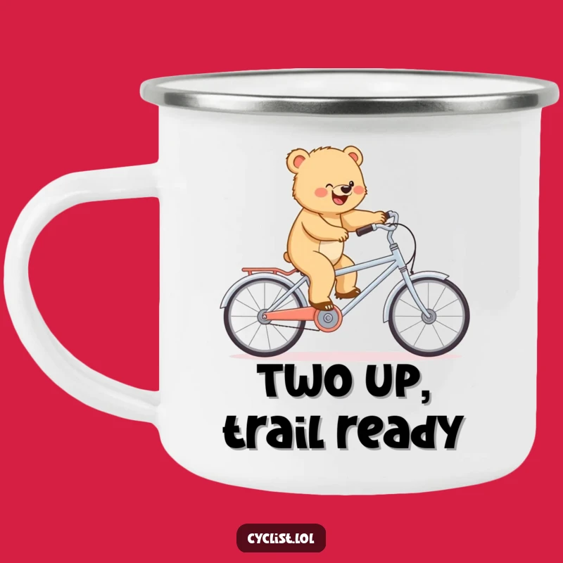 Funny Bear Tandem Camping Mug - Determined Treks, Tiny Bike Sips, Perfect Funny Gift!