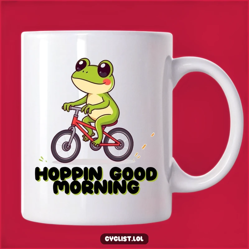 Funny Frog Bicycle Mug: Expert Rider Navigating Obstacles, Perfect Funny Gift
