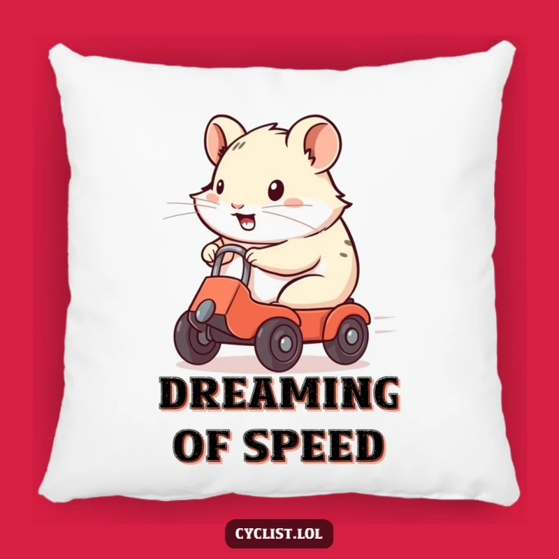 Funny Hamster Speedster Pillow: Cozy Comfort with Hilarious Rodent Action!