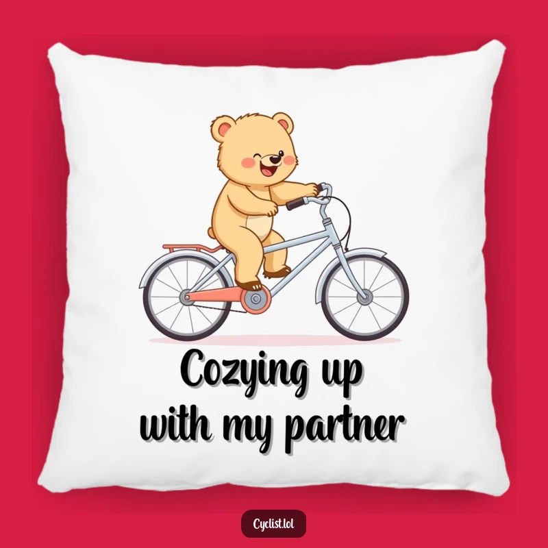 Funny Bear Tandem Pillow - Cozy Determination, Tiny Bike Comfort, Perfect Funny Gift!