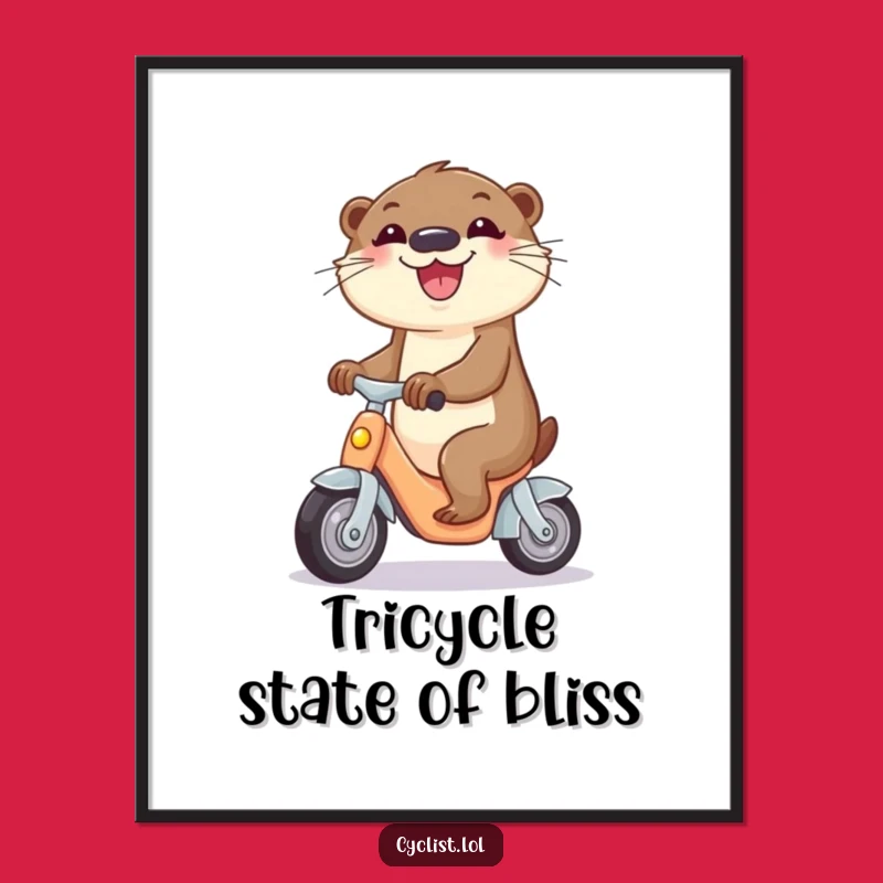 Funny Otter Tricycle Digital Art - Curious Decor, Joyful Ride, Perfect Funny Gift!