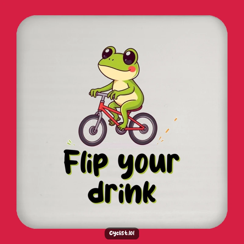 Funny Frog Bicycle Drink Coasters: Expert Rider Set for Playful Table Protection