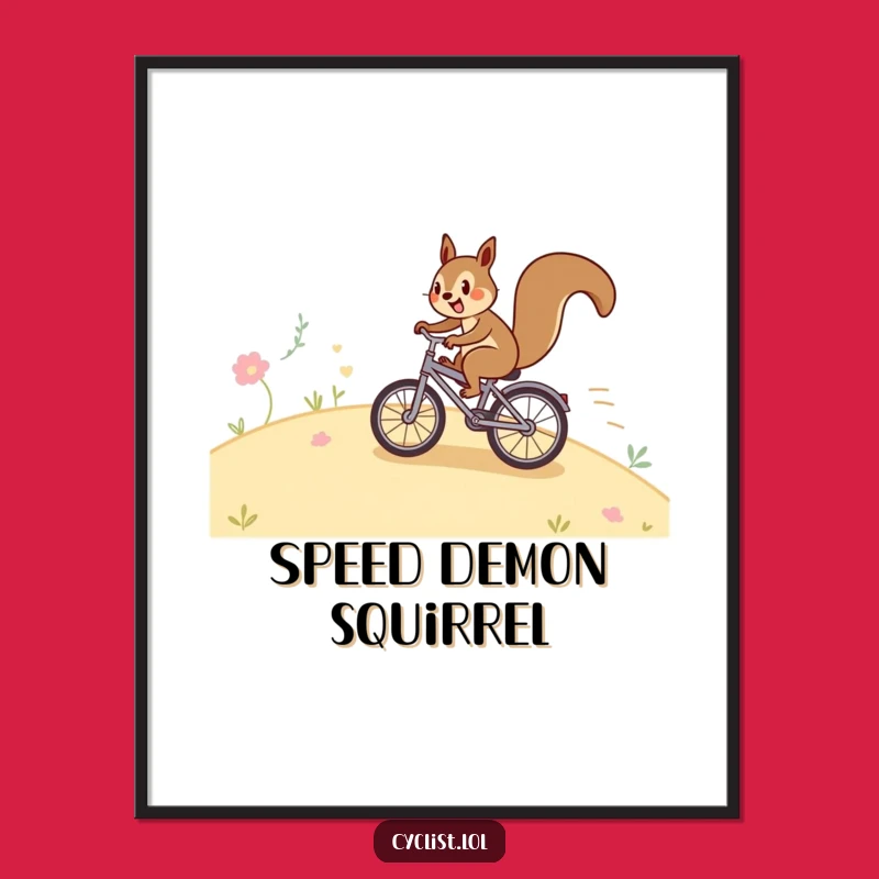 Funny Squirrel Bicycle Poster: Happy Wall Art for Outdoor Enthusiasts