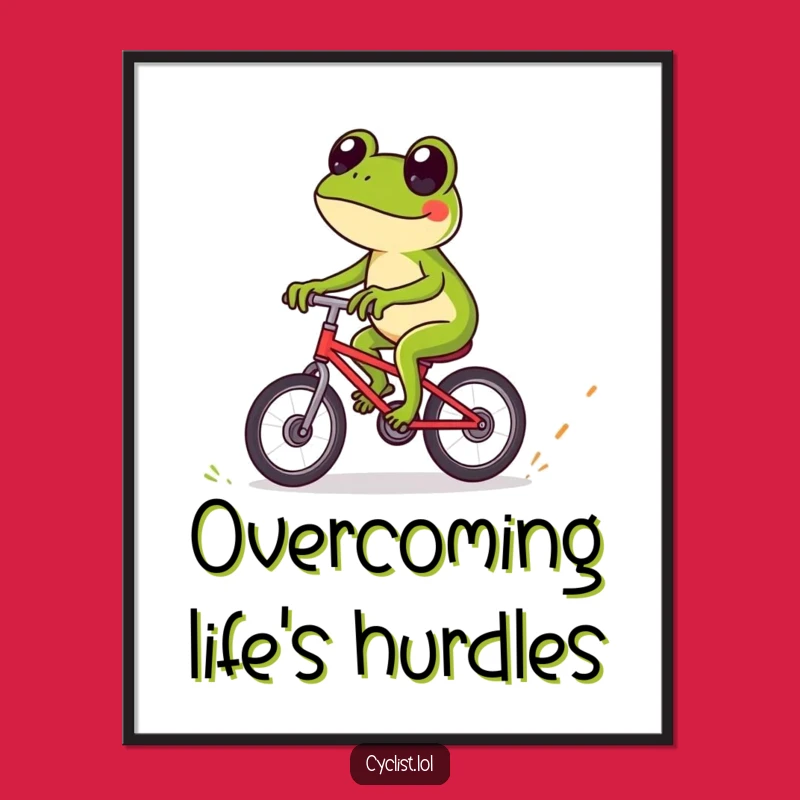 Funny Frog Bicycle Poster: Expert Rider Art for a Playful & Adventurous Wall Accent