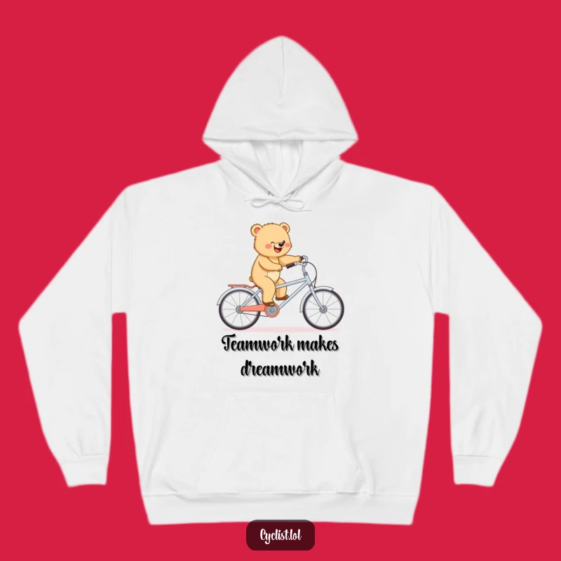 Funny Bear Tandem Hoodie - Cozy Determination, Tiny Bike Comfort, Perfect Funny Gift!
