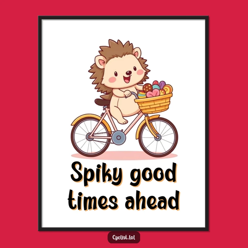 Funny Free Printable Wall Art: Hedgehog Bike Treat Ride, Whimsical Downloadable Decor