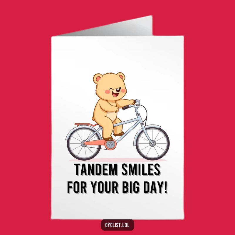 Free Printable Birthday Card: Determined Bear Cub Tandem Rider, Funny Downloadable Gift