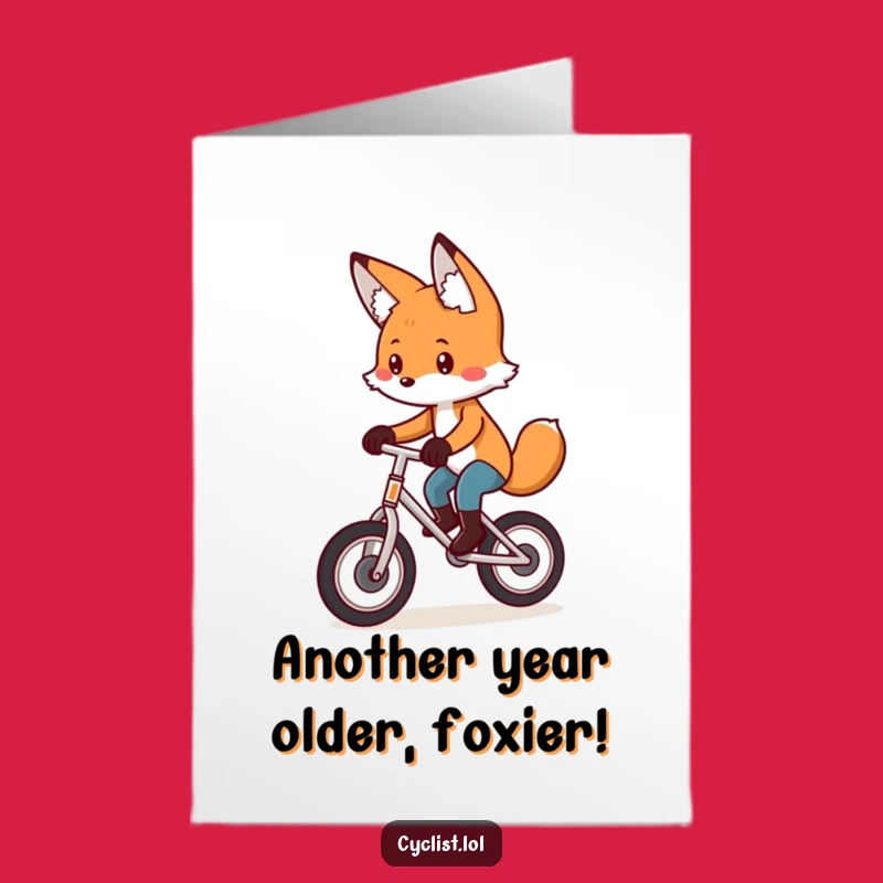 Free Printable Birthday Card: Focused Fox Unicyclist, Funny Downloadable Gift Idea