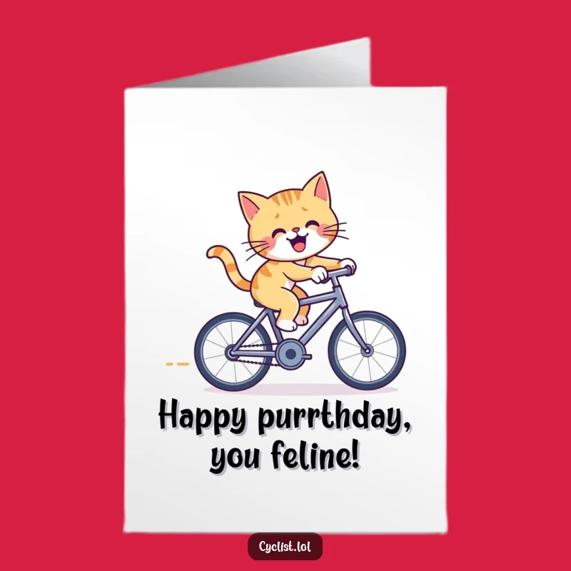 Free Printable Cat Birthday Card: Furious Pedaling Fun, Downloadable Gift!