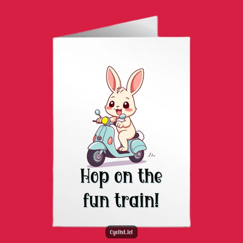 Free Printable Birthday Card: Funny Rabbit Scooter Racer, Hilarious Downloadable Gift