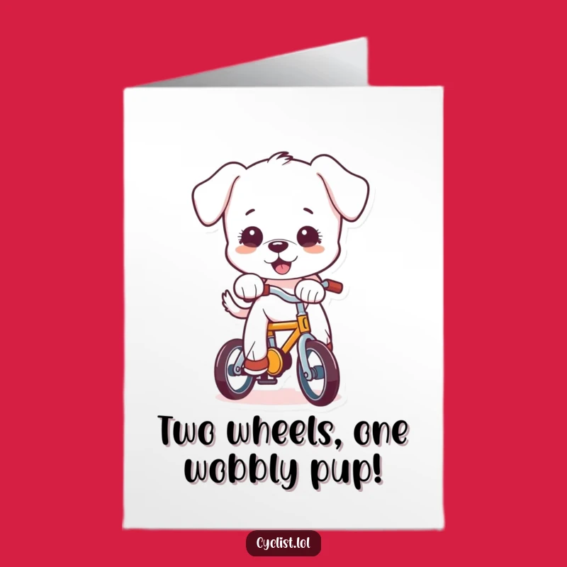 Funny Free Printable Birthday Card: Adorable Puppy Bike Fail, Downloadable Humor Gift