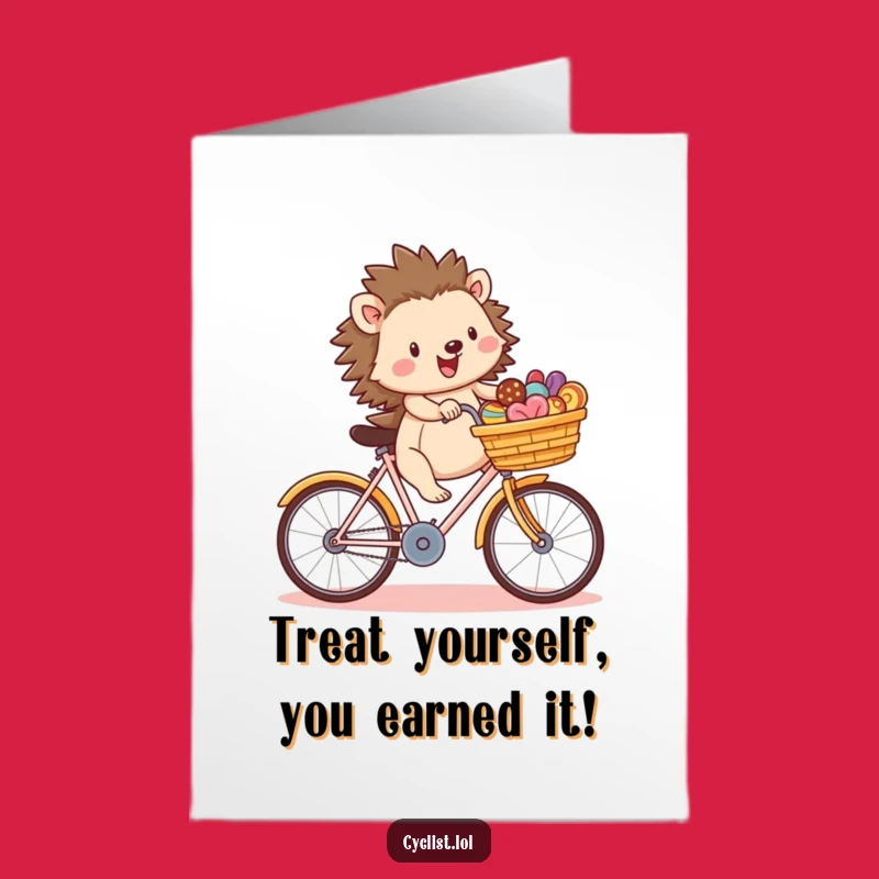 Free Printable Congrats Card: Hedgehog Bike Treat Haul, Joyful Downloadable Gift