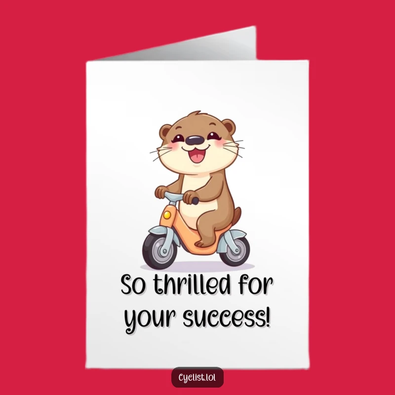 Free Printable Congrats Card: Happy Otter Tricycle Rider, Downloadable Celebration