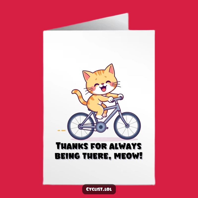 Free Printable Cat Thank You Card: Furious Pedaling Gratitude, Downloadable Gift!