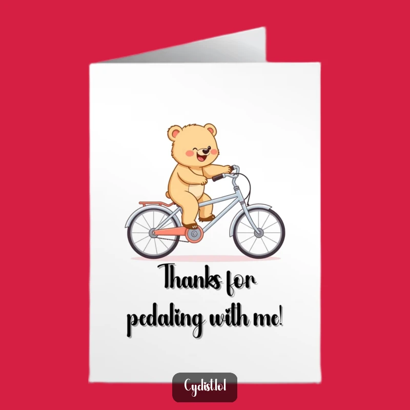 Free Printable Thank You Card: Bear Cub Tandem Rider, Amusing Downloadable Gift