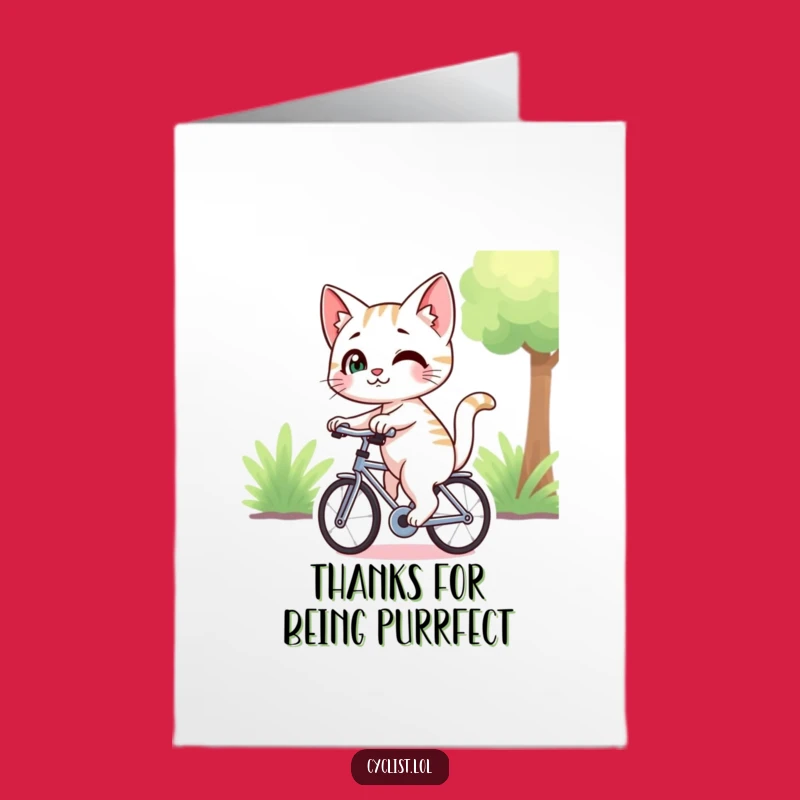 Free Printable Thank You Card: Smirking Cat Bike Ride, Cheeky Downloadable Gift