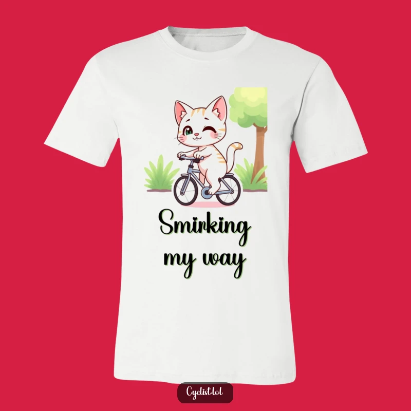 Funny Smirk Cat Cycle Tee - Playful and Cheeky Feline Shirt